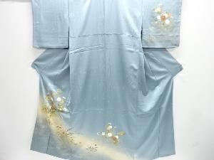 波に扇・草花模様刺繍訪問着